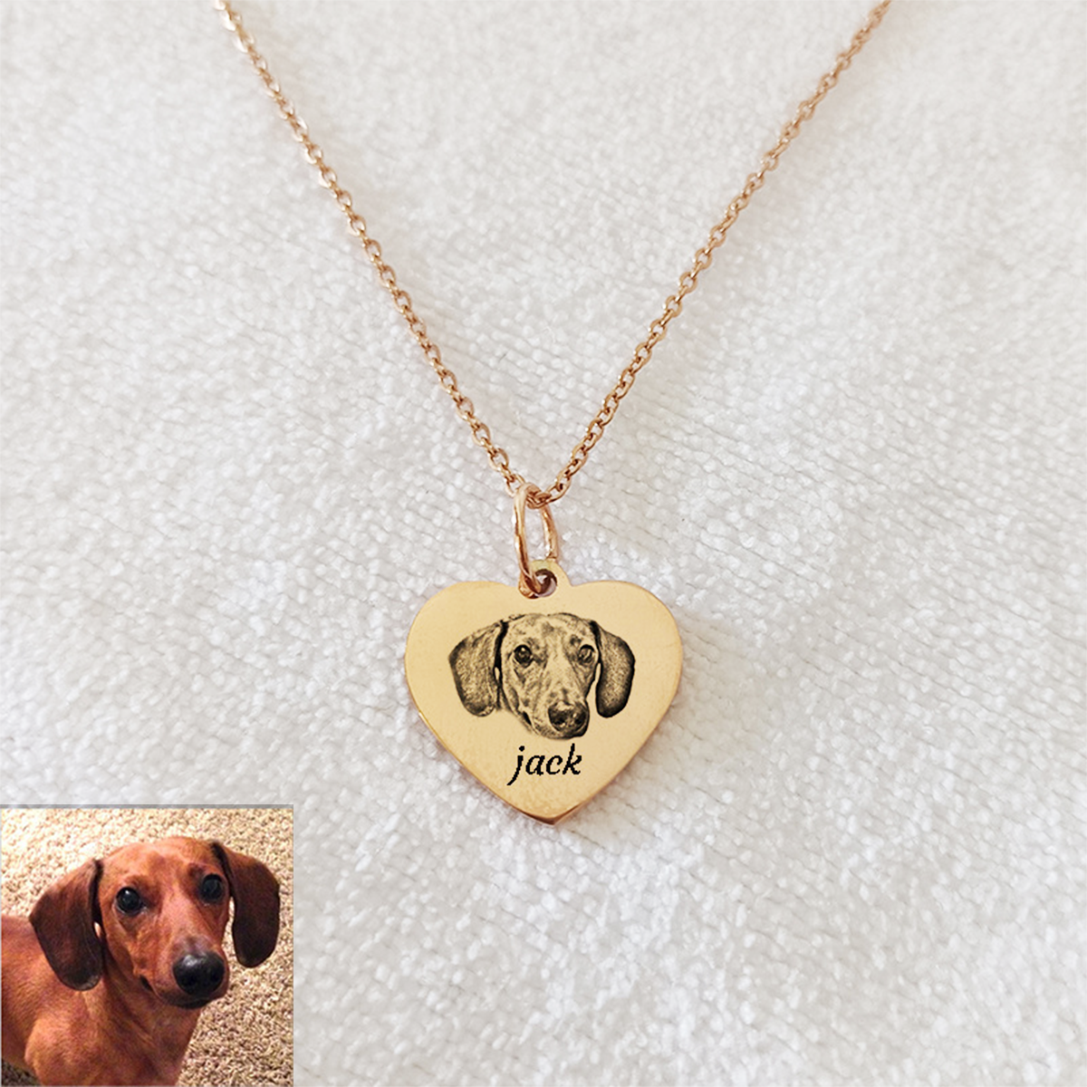 Personalized Pet Face Heart Necklace