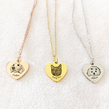 Personalized Pet Face Heart Necklace