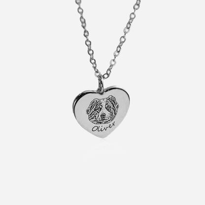 Personalized Pet Face Heart Necklace